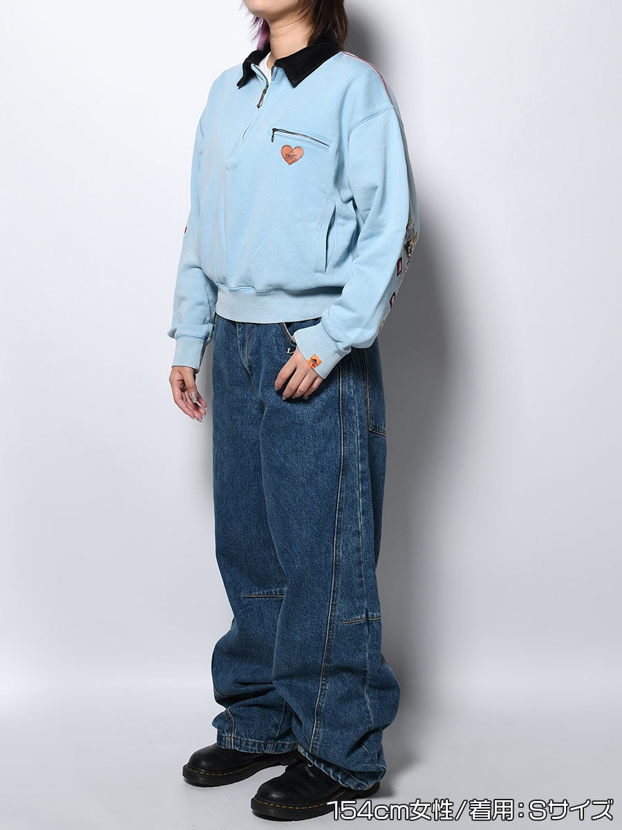 HALF ZIP SWEAT -LIGHT BLUE-