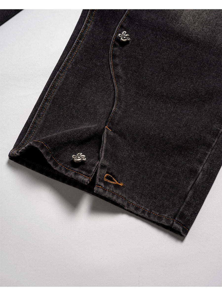 RAW WAVE DENIM PANTS -BLACK-
