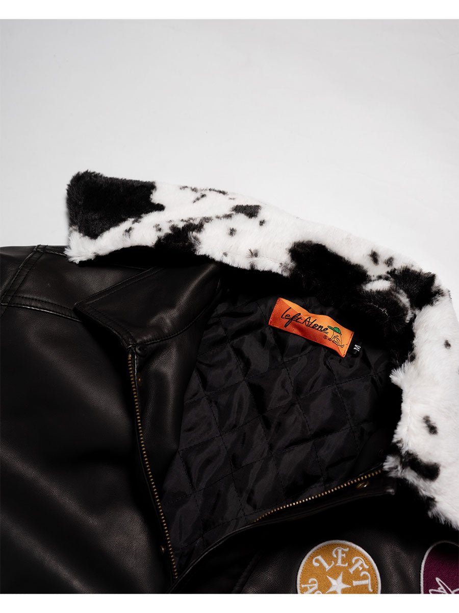 FAKE LEATHER JKT -BLACK-
