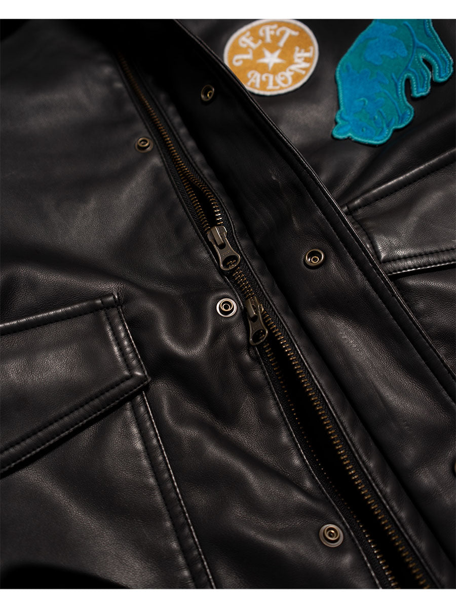 FAKE LEATHER JKT -BLACK-