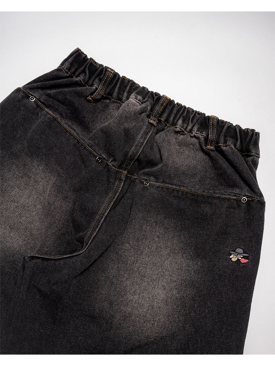 RAW WAVE DENIM PANTS -BLACK-