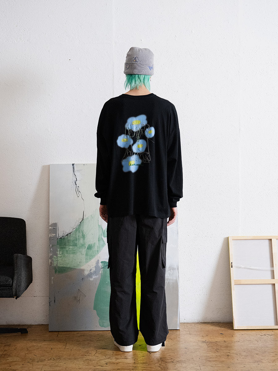 FLOWER DOG L/S TEE -BLACK-