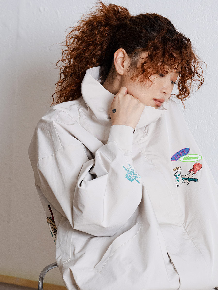 VOLUME NECK JKT -LIGHT BEIGE-